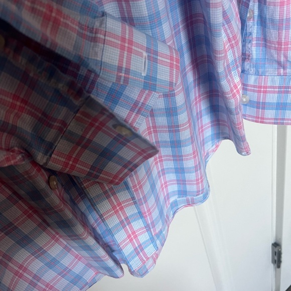 Vineyard Vines Men's Casual Blue and Pink Check Shirt - Picture 4 of 5